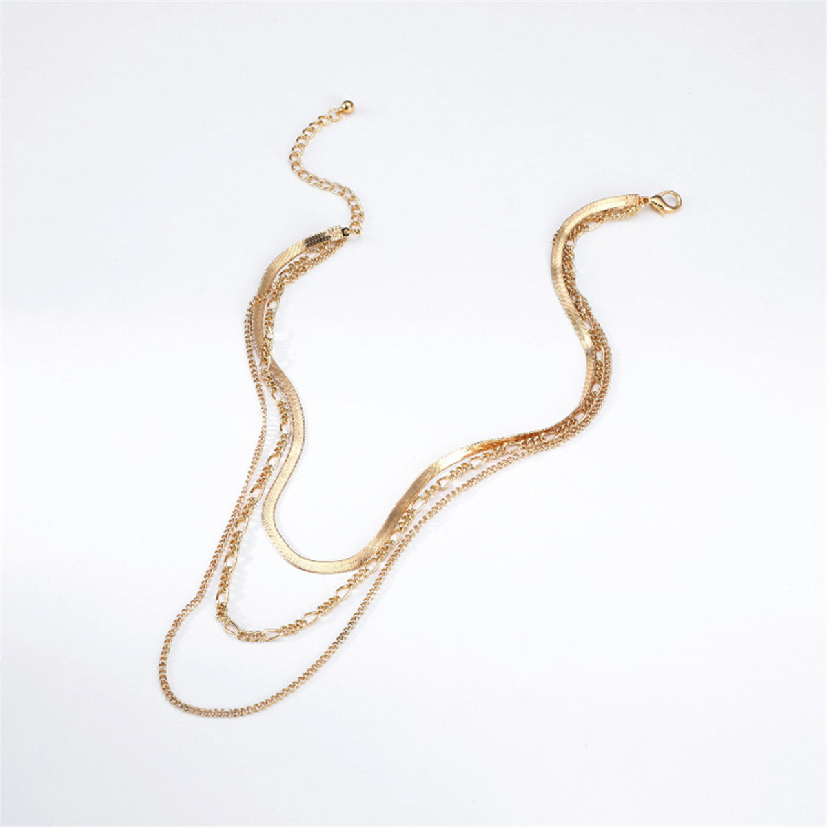18K Gold-Plated Snake Chain Layered Necklace, gold pendant necklace for women, elegant gift for her, detail close-up