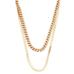 18K Gold-Plated Curb & Snake Chain Layered Necklace