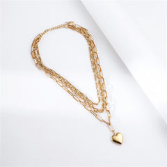 18K Gold-Plated Cable Chain Heart Pendant Layered Necklace