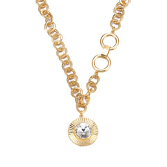 Crystal & 18K Gold-Plated Scallop Pendant Necklace
