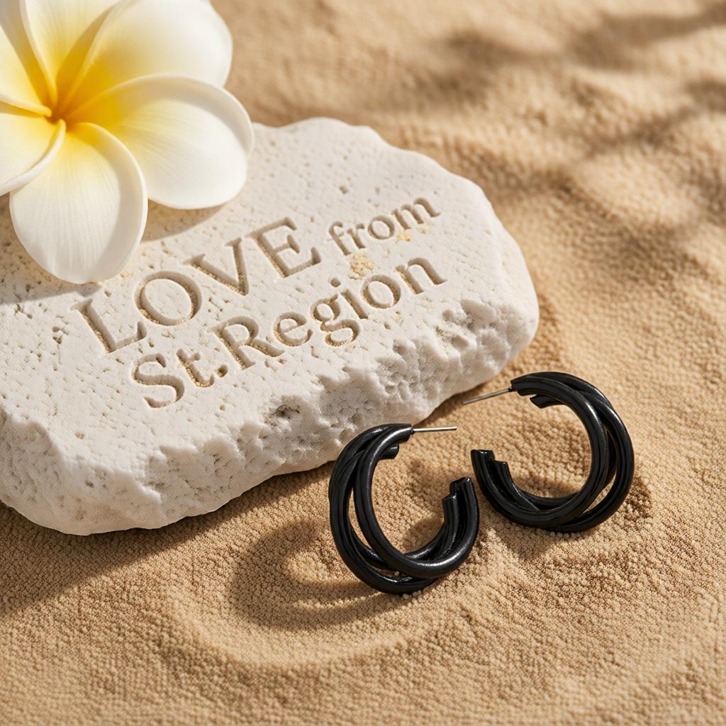 Black Enamel and Silver-Plated Stacked Tube Hoop Earrings, silver huggie earrings, botanical inspired, lifestyle look