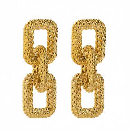 18K Gold-Plated Chunky Chain Link Drop Earrings, gold drop earrings for women, dainty minimalist design, side view