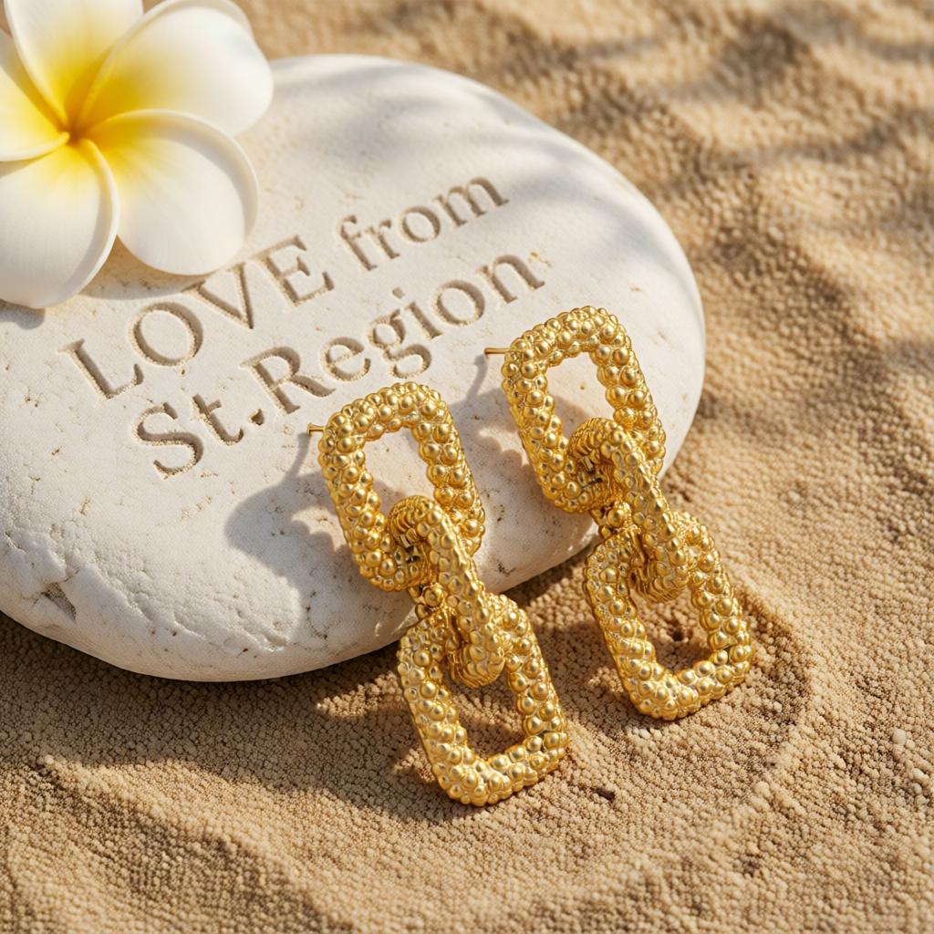 18K Gold-Plated Chunky Chain Link Drop Earrings, gold drop earrings for women, dainty minimalist design, lifestyle look