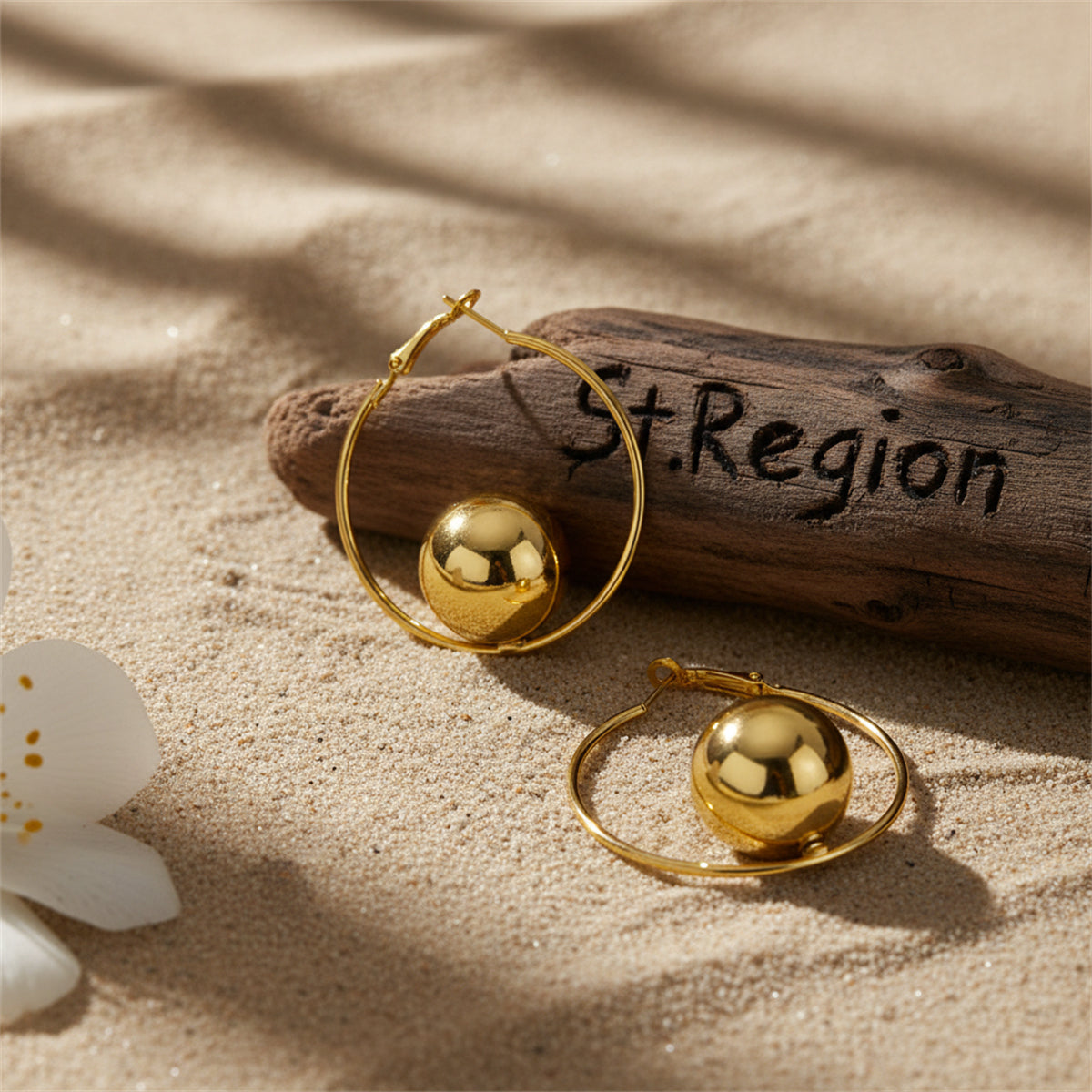 18K Gold-Plated Ball Hoop Earrings - Street Region