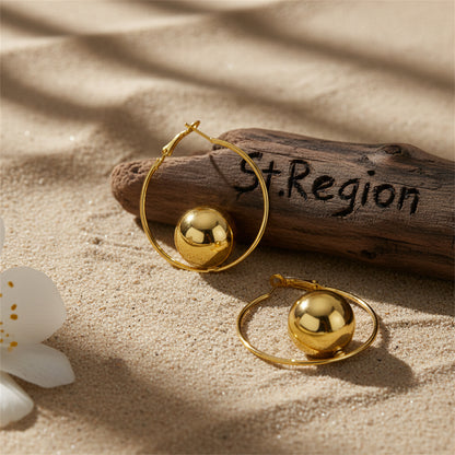 18K Gold-Plated Ball Hoop Earrings - Street Region