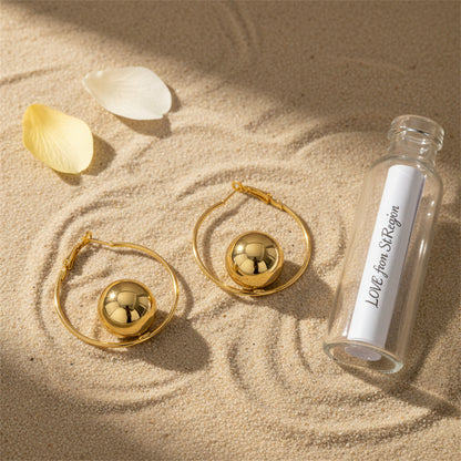 18K Gold-Plated Ball Hoop Earrings - Street Region