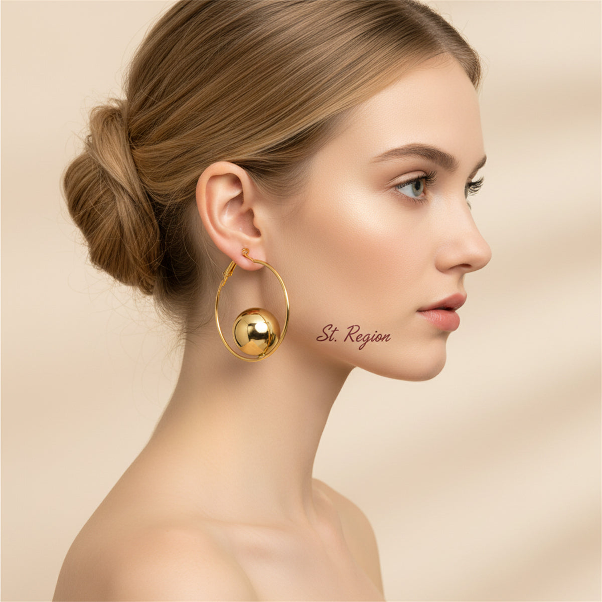 18K Gold-Plated Ball Hoop Earrings - Street Region