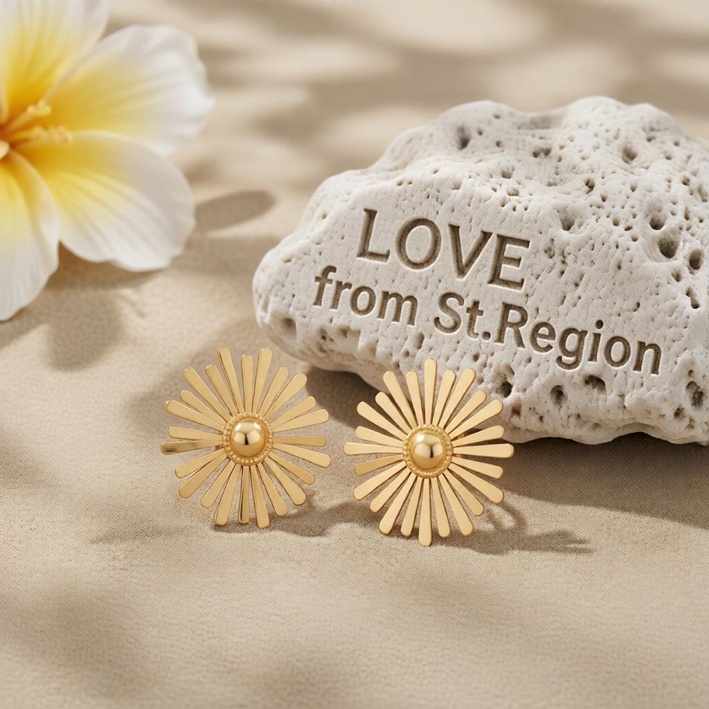 18K Gold-Plated Floral Stud Earrings, cubic zirconia stud earrings for women, everyday style, lifestyle look