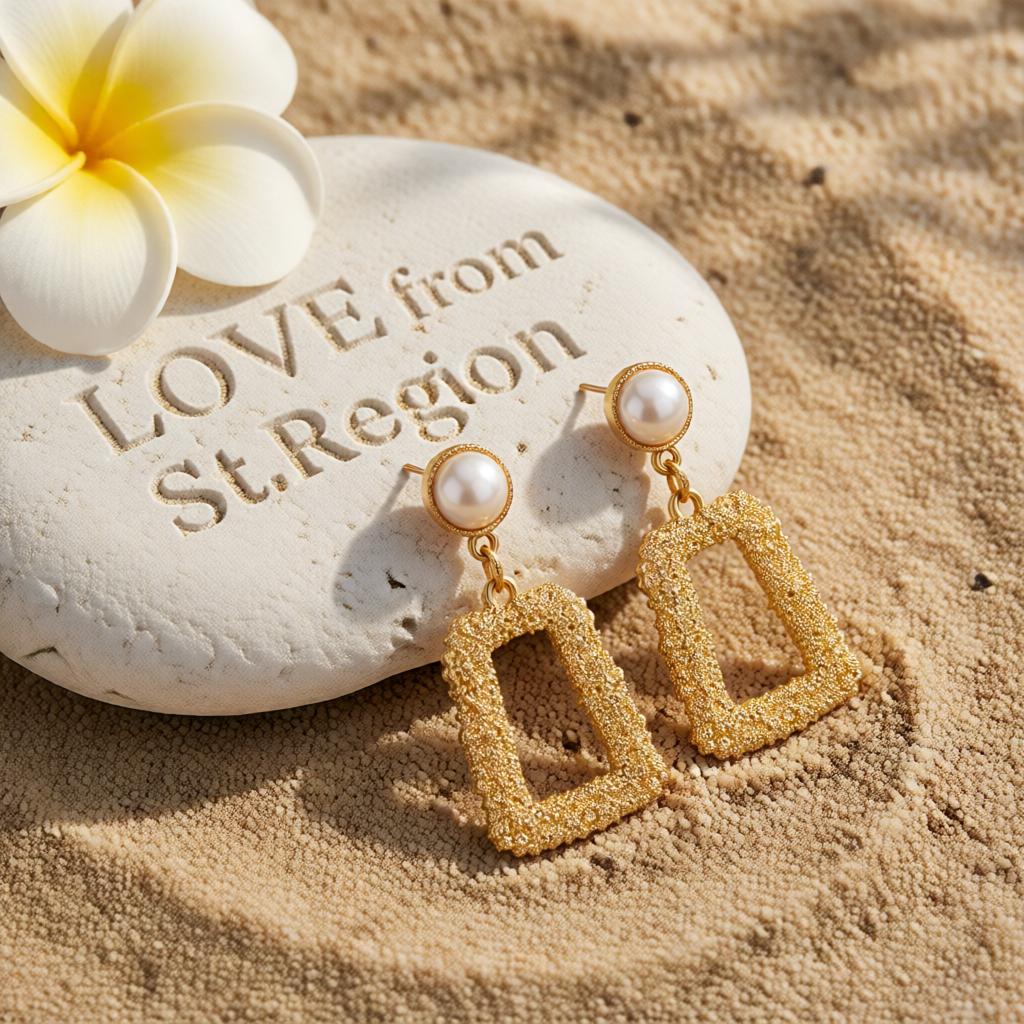 Pearl and 18K Gold-Plated Textured Open Ladder Drop Earrings, gold drop earrings for women, lifestyle look