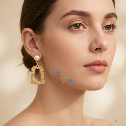 Pearl & 18K Gold-Plated Textured Open Ladder Drop Earrings