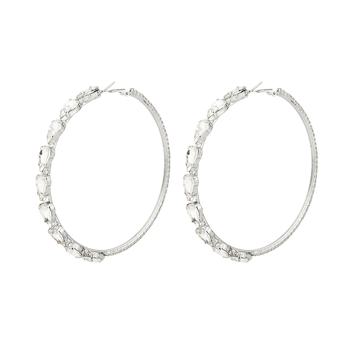 Clear Crystal & Cubic Zirconia Pear Hoop Earrings