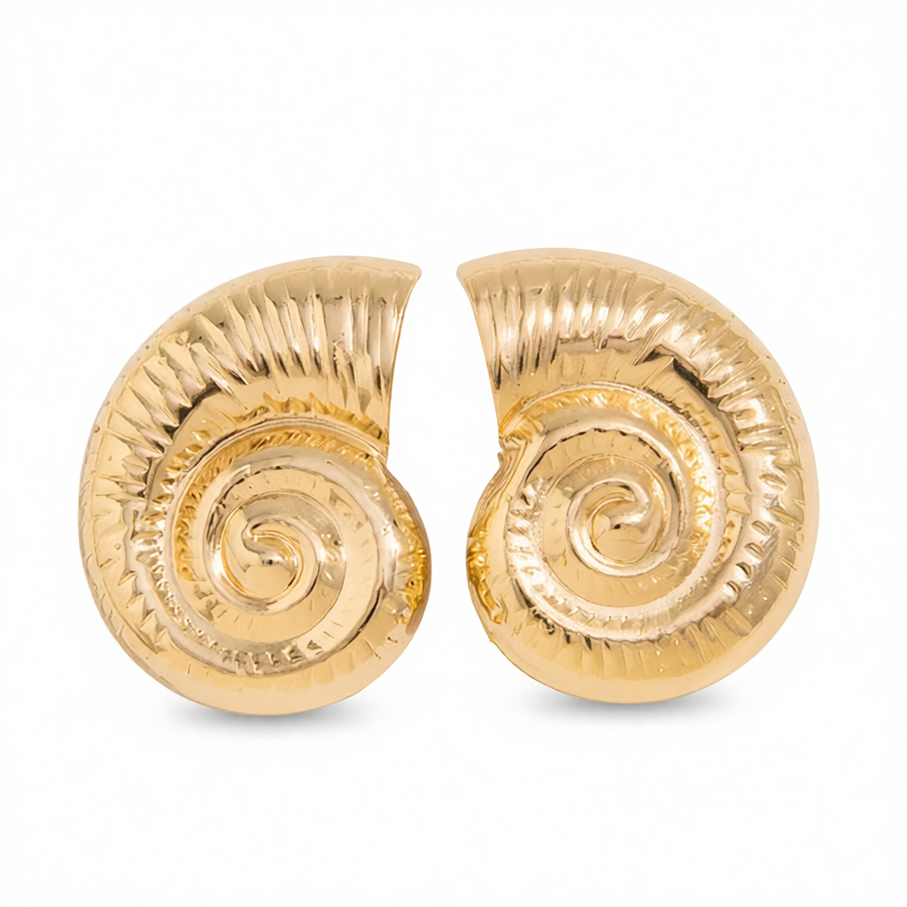 Goldtone Conch Stud Earrings