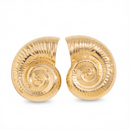 Goldtone Conch Stud Earrings