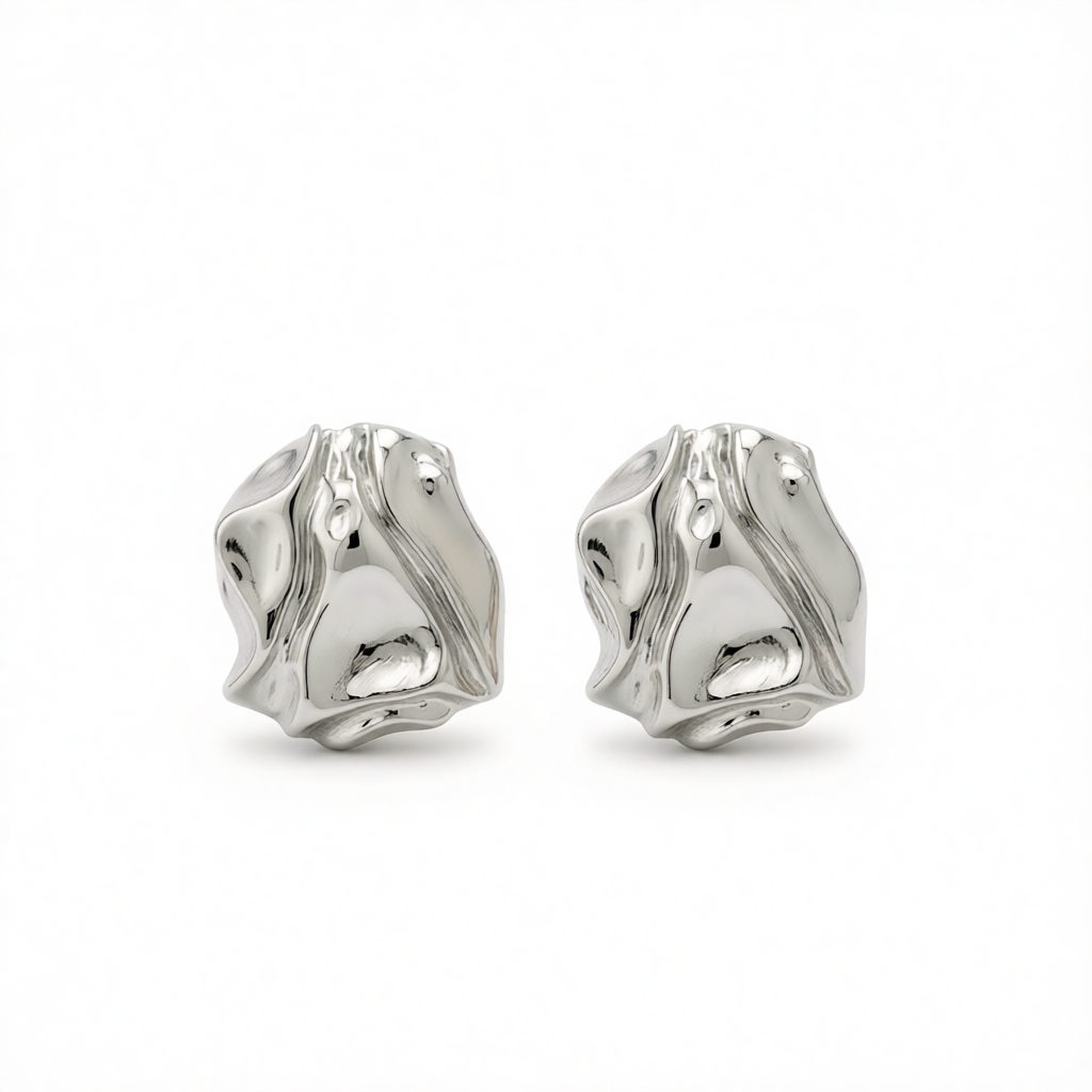 Silvertone Textured Stud Earrings