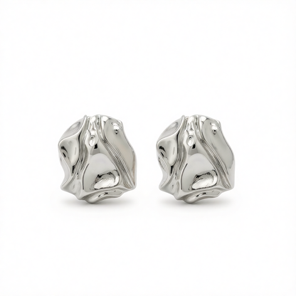 Silvertone Textured Stud Earrings