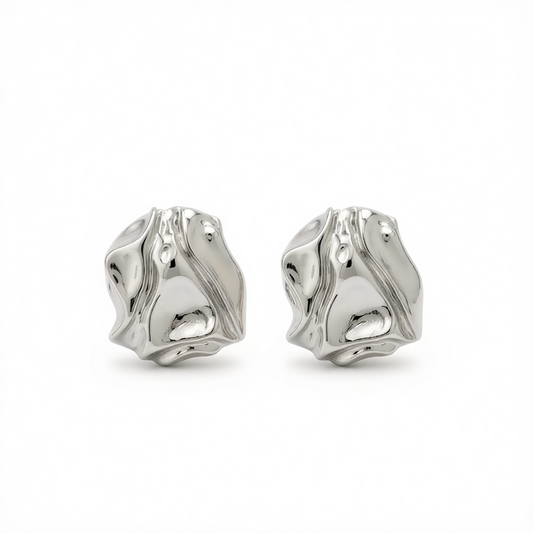 Silvertone Textured Stud Earrings