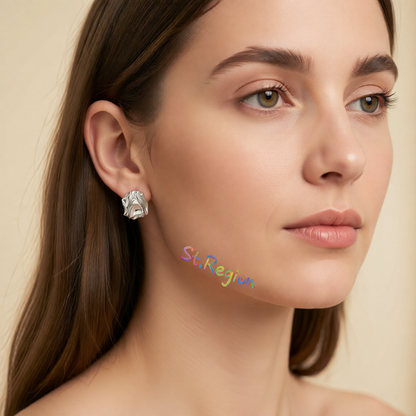 Silvertone Textured Stud Earrings