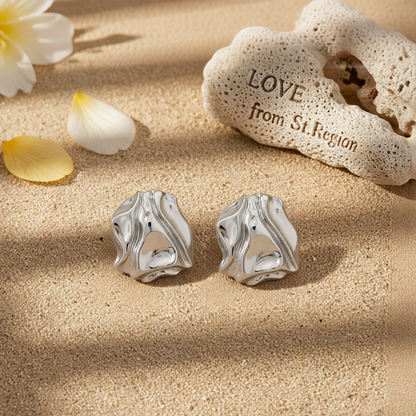 Silvertone Textured Stud Earrings
