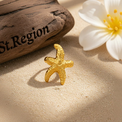 Goldtone Textured Starfish Ear Cuff