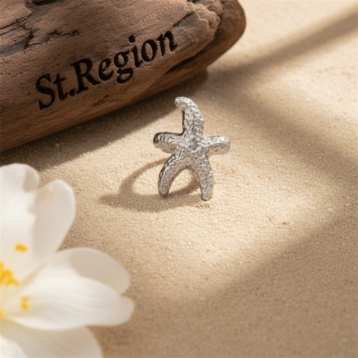 Silvertone Textured Starfish Ear Cuff