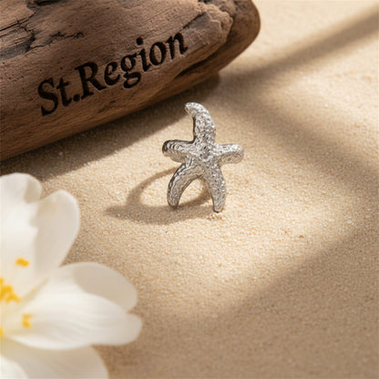 Silvertone Textured Starfish Ear Cuff