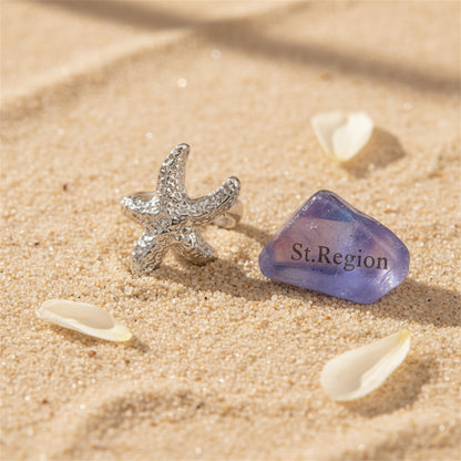 Silvertone Textured Starfish Ear Cuff