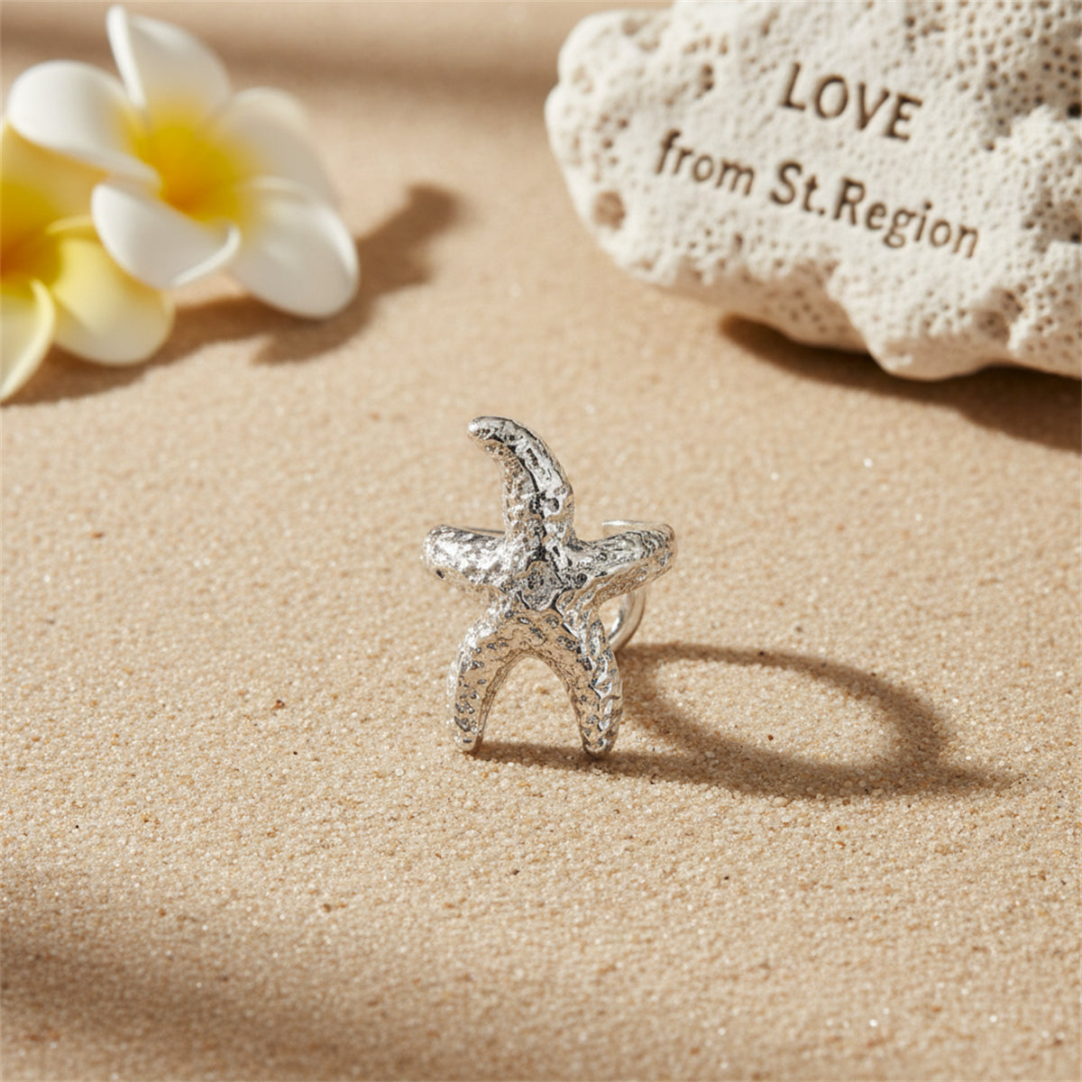 Silvertone Textured Starfish Ear Cuff
