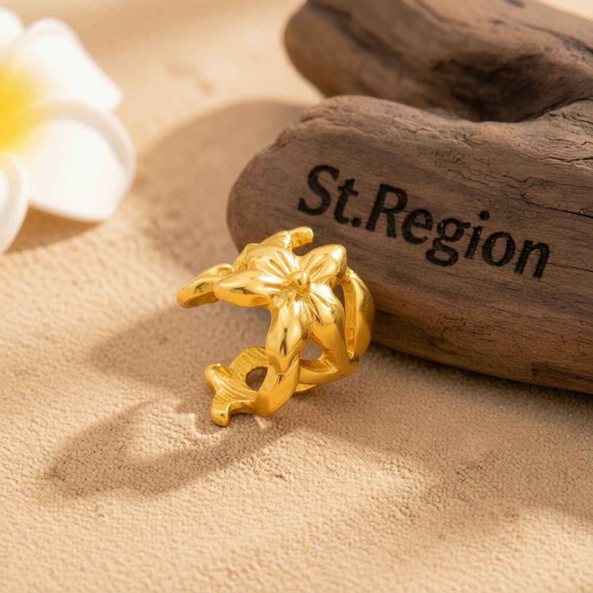 Goldtone Open Flower Ear Cuff