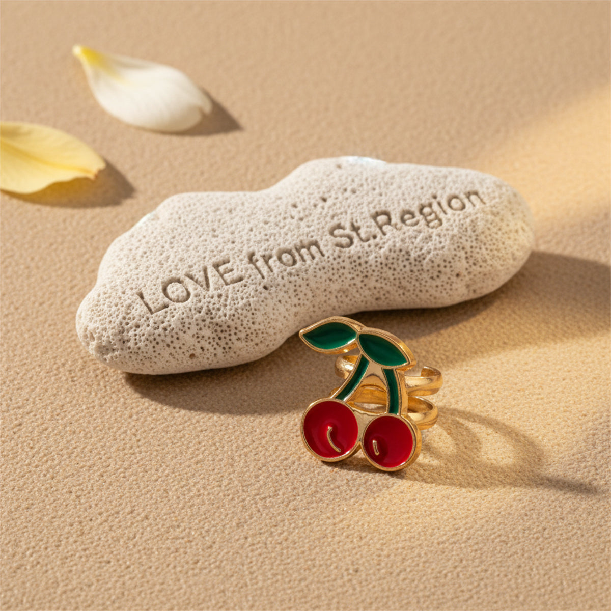 Red Enamel & Goldtone Cherry Ear Cuff