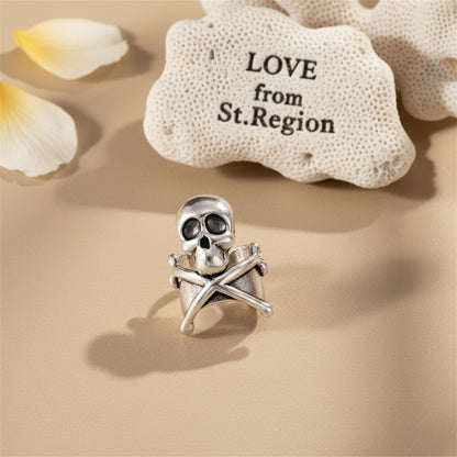 Silvertone Skull X Ear Cuff