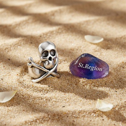 Silvertone Skull X Ear Cuff