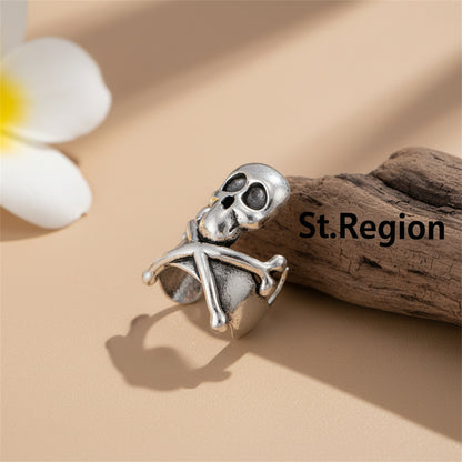 Silvertone Skull X Ear Cuff