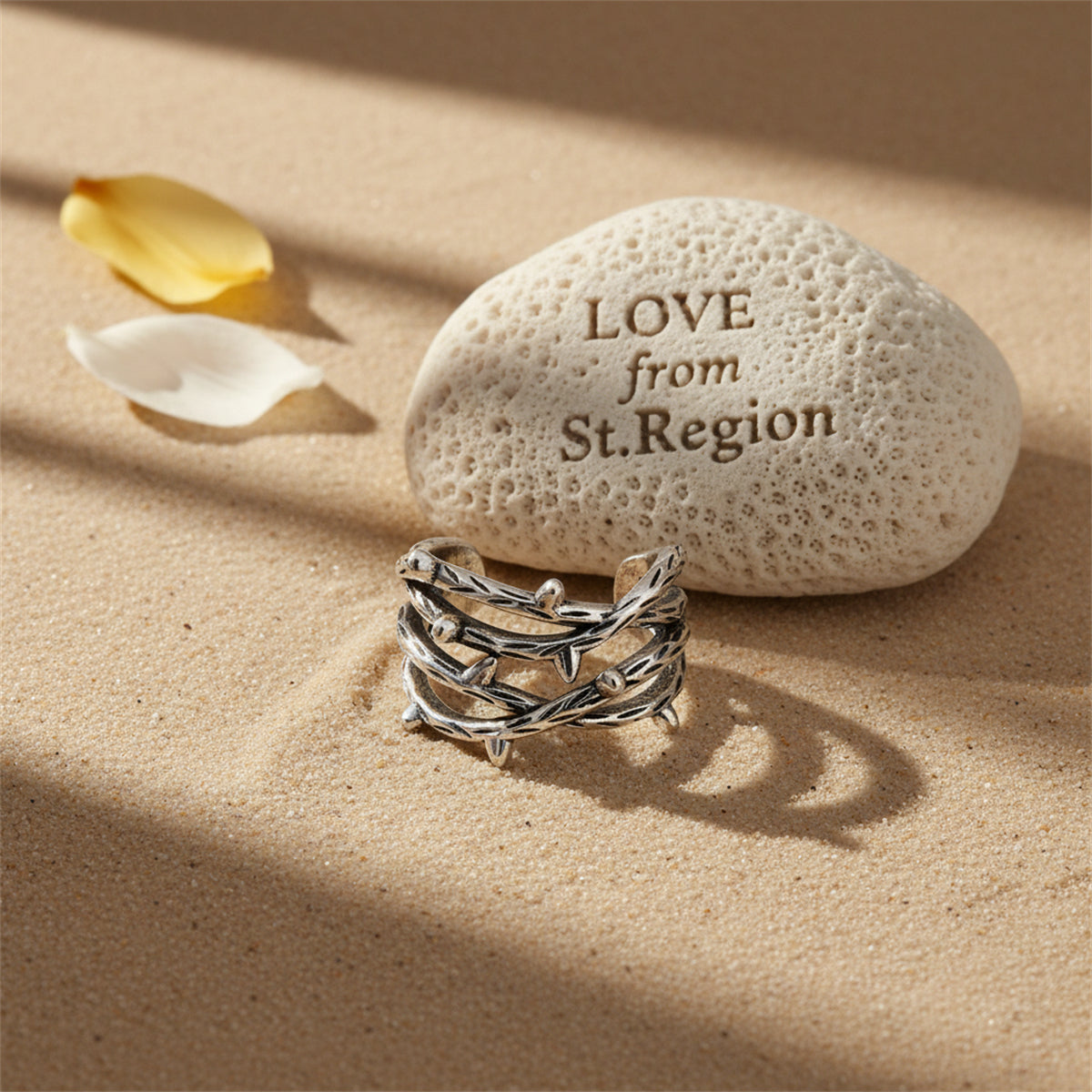 Silvertone Rattan Layered Ear Cuff