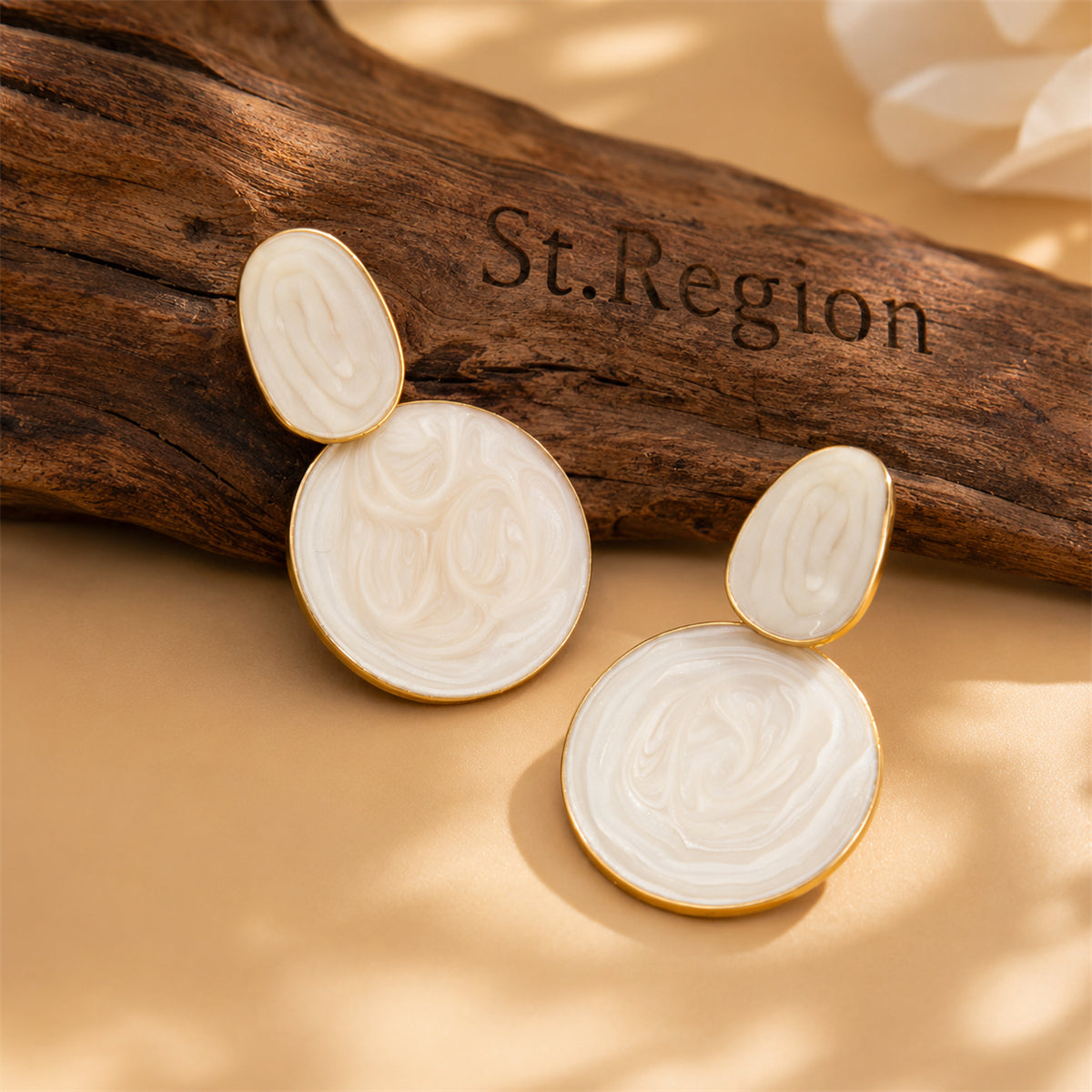 Enamel & Goldtone Round Dangle Earrings