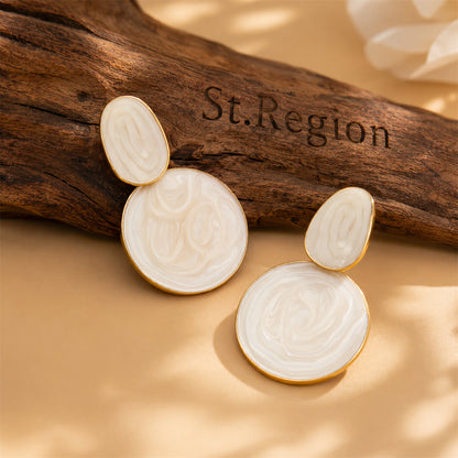 Enamel & Goldtone Round Dangle Earrings
