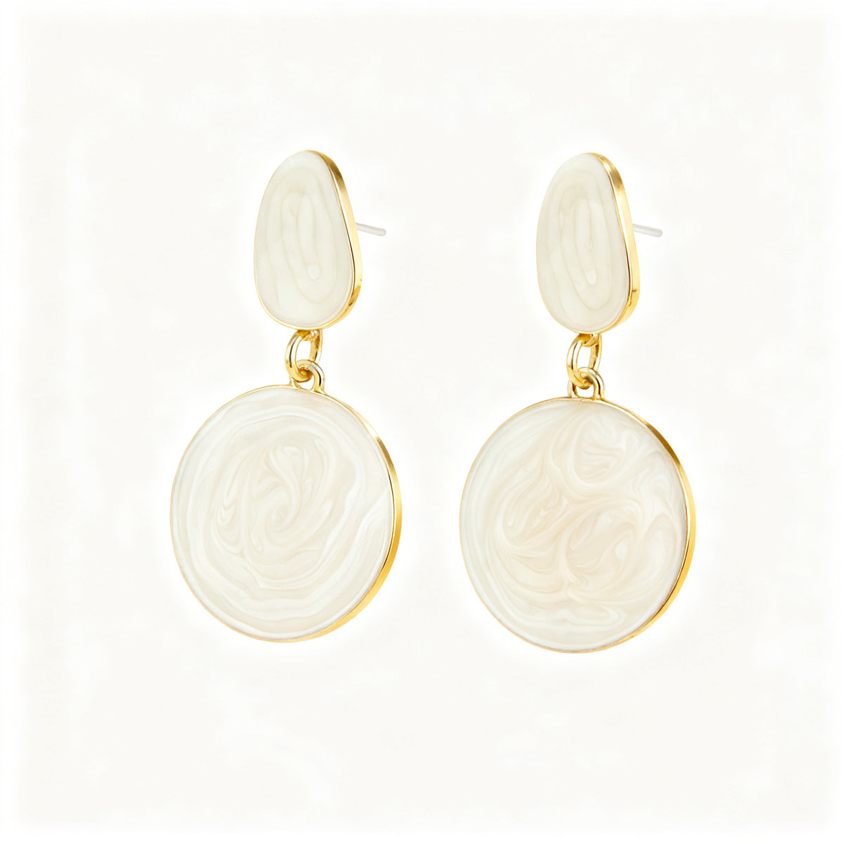 Enamel & Goldtone Round Dangle Earrings