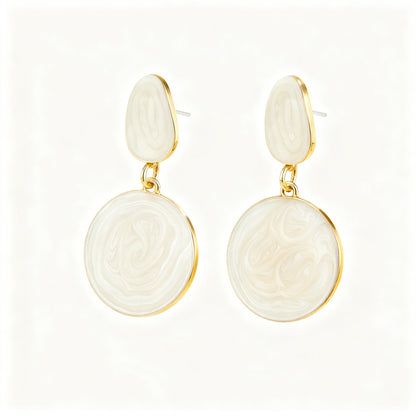 Enamel & Goldtone Round Dangle Earrings
