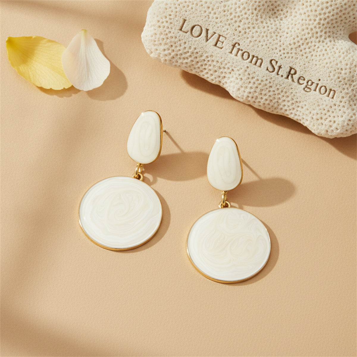 Enamel & Goldtone Round Dangle Earrings