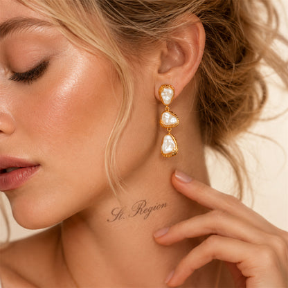 Baroque Pearl & Goldtone Tiered Dangle Earrings