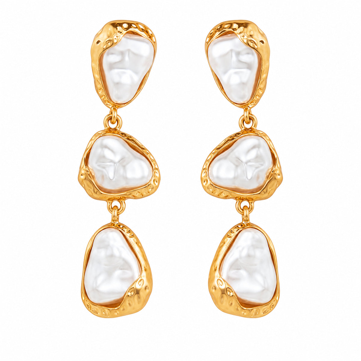 Baroque Pearl & Goldtone Tiered Dangle Earrings