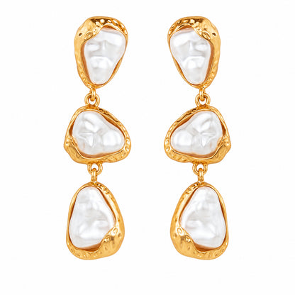 Baroque Pearl & Goldtone Tiered Dangle Earrings