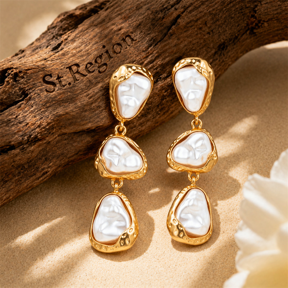 Baroque Pearl & Goldtone Tiered Dangle Earrings