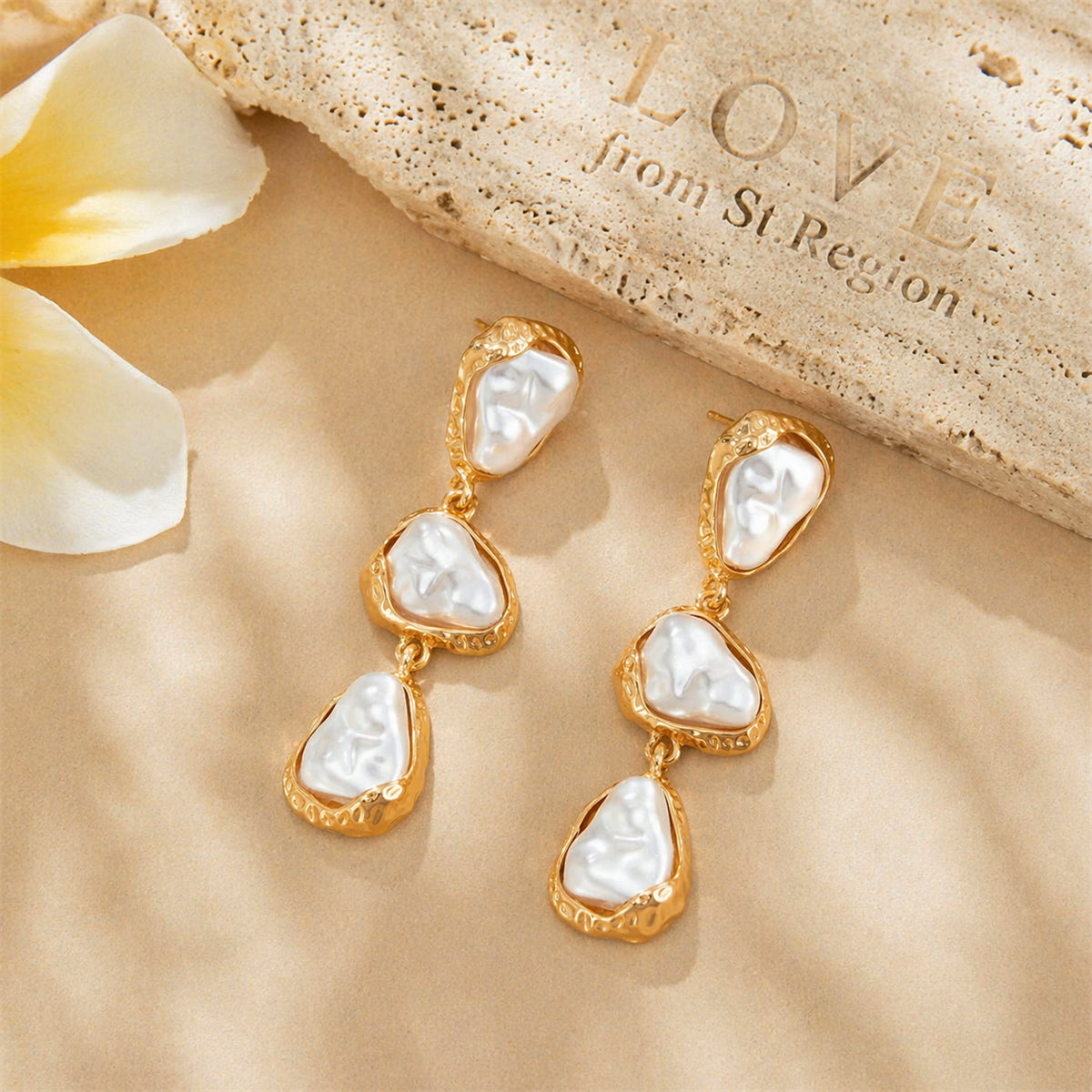 Baroque Pearl & Goldtone Tiered Dangle Earrings