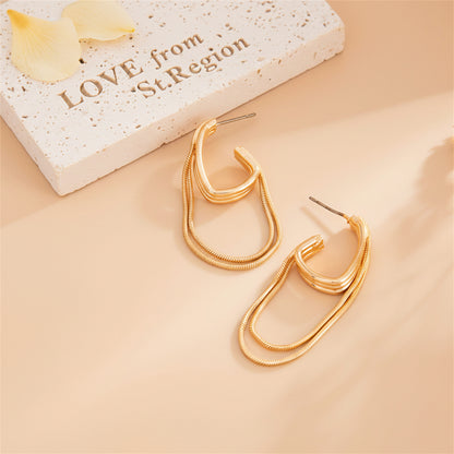 Goldtone Chain Tassel Huggie Earrings