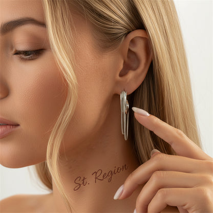 Silvertone Chain Tassel Huggie Earrings