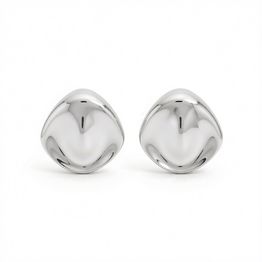 Silvertone Uneven Rhombus Statement Earrings