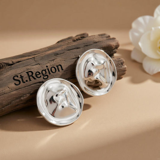 Silvertone Hat Statement Stud Earrings, cubic zirconia stud earrings for women, vintage-inspired design, front view
