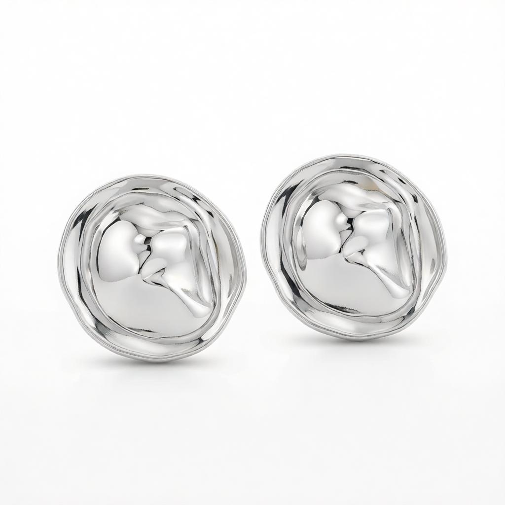 Silvertone Hat Statement Stud Earrings, cubic zirconia stud earrings for women, vintage-inspired design, side view
