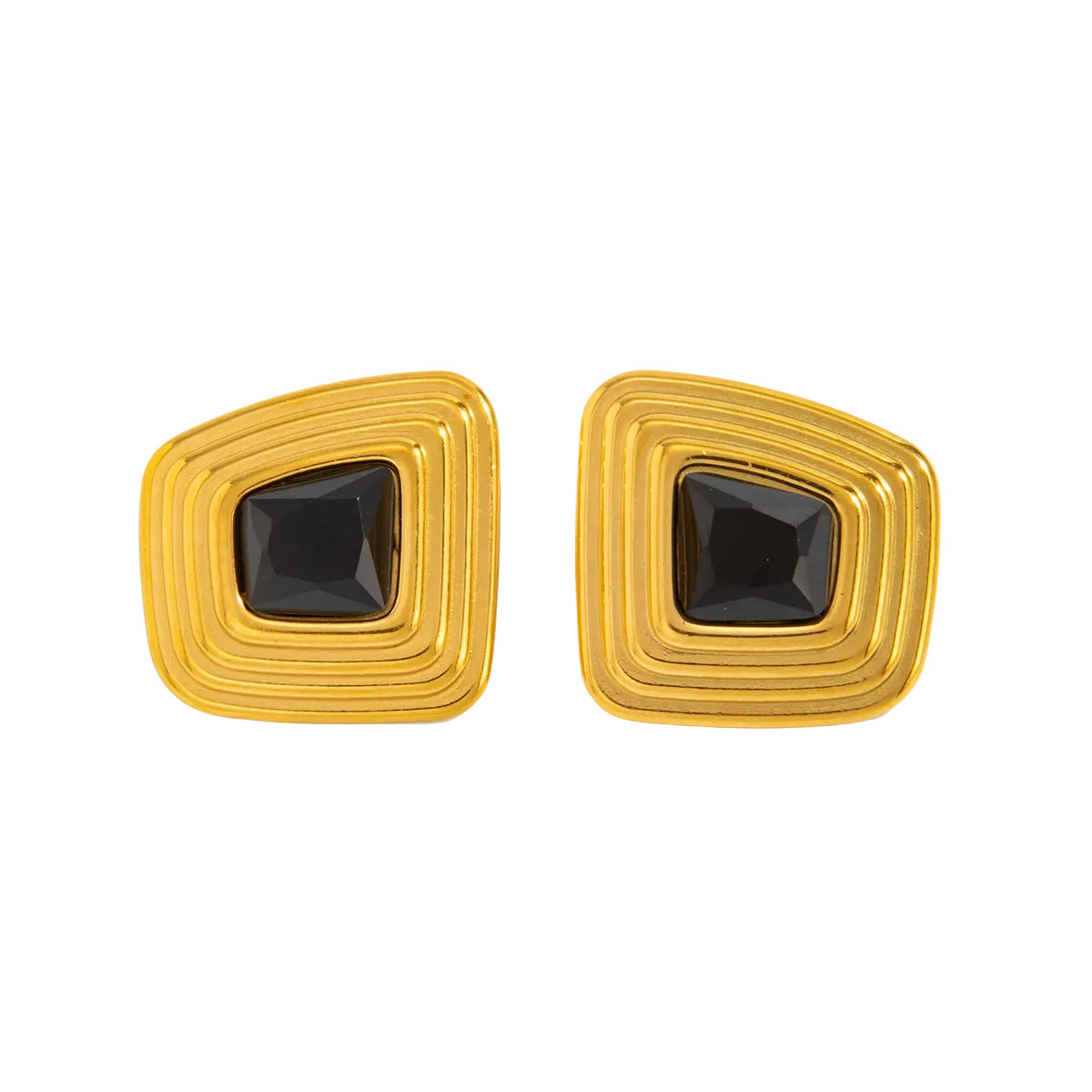 Resin & Goldtone Layered ‌Trapezium‌ Stud Earrings