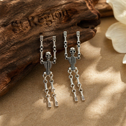 Silvertone Skeleton Dangle Earrings